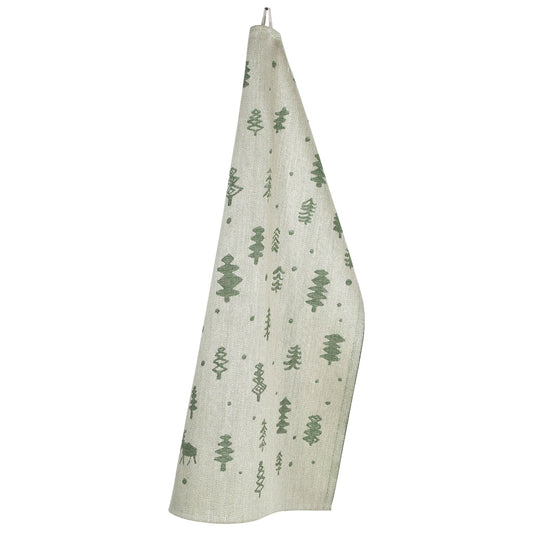 LAPUAN - PORO REINDEER - HAND TOWEL. NATURAL+GREEN