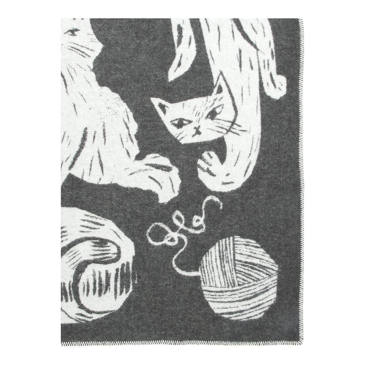 LAPUAN KISSANPAIVAT CAT DESIGN WOOL BLANKET. DARK GREY Art. 27