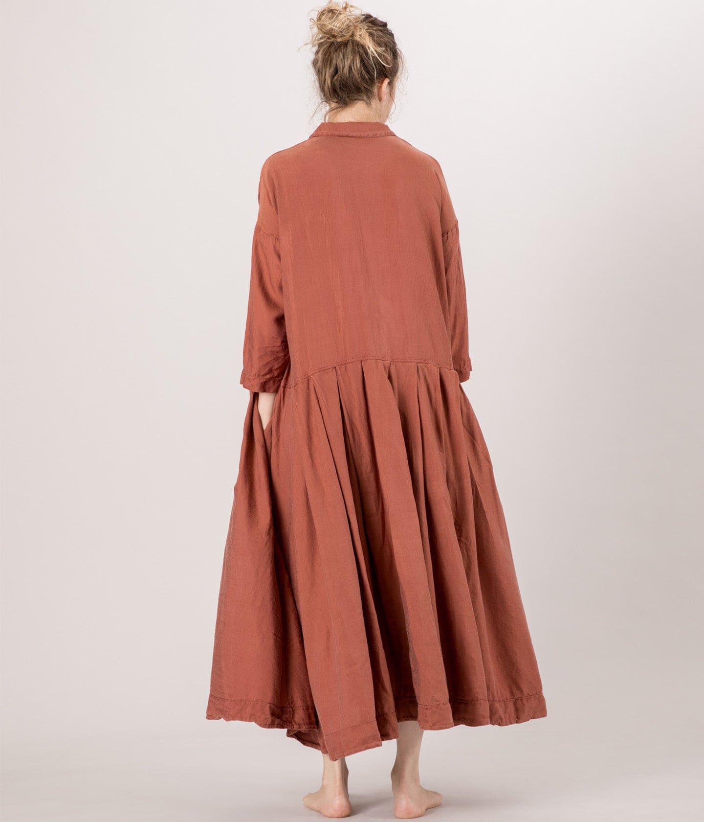 ALBUM DI FAMIGLIA - PLEATED COLLAR DRESS SC - SILK COTTON