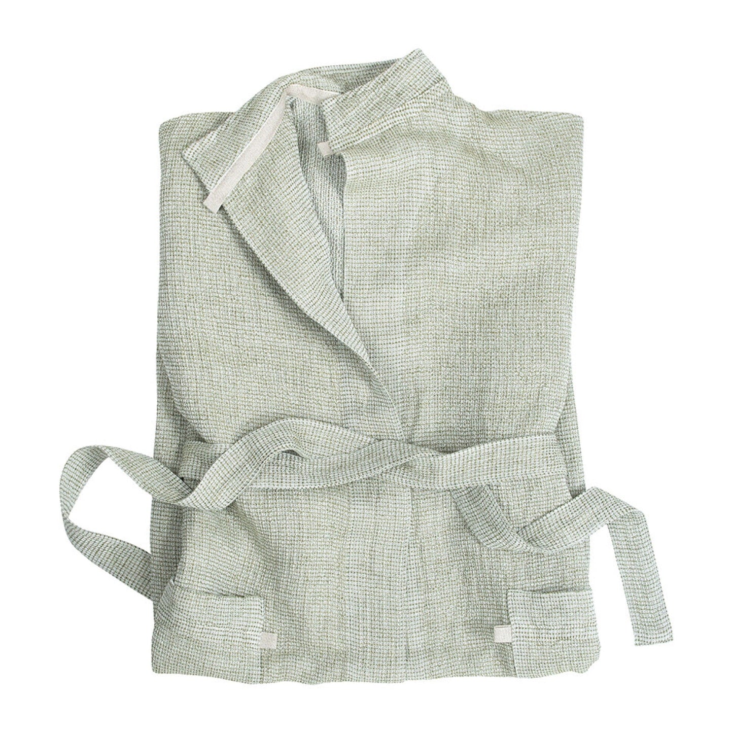 LAPUAN - TERVA WAFFLE BATHROBE. OLIVE+WHITE