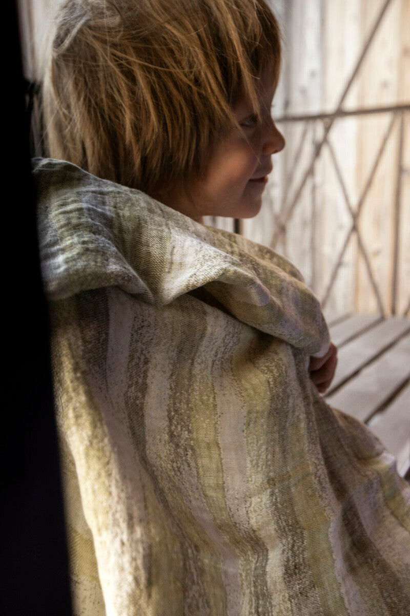 LAPUAN - HOHTO LINEN TOWEL. GREEN+WHITE