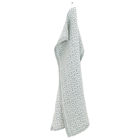 LAPUAN - MAUSTE LINEN HAND TOWEL. WHITE+ASPEN GREEN