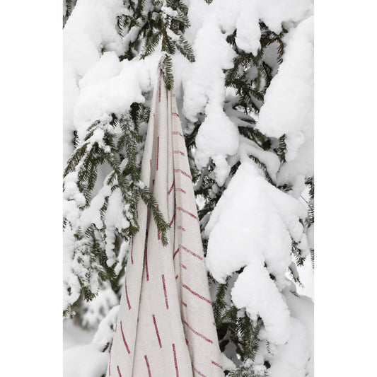 LAPUAN - PAUSSI - LINEN KING BATH TOWEL. NATURAL+BURGUNDY