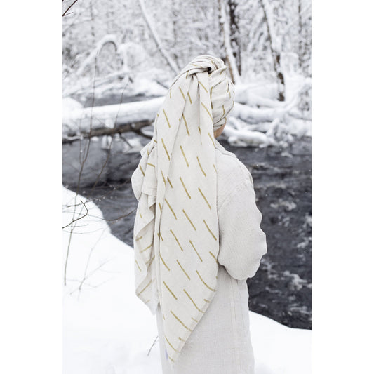 LAPUAN - PAUSSI - LINEN KING BATH TOWEL. NATURAL+OLIVE