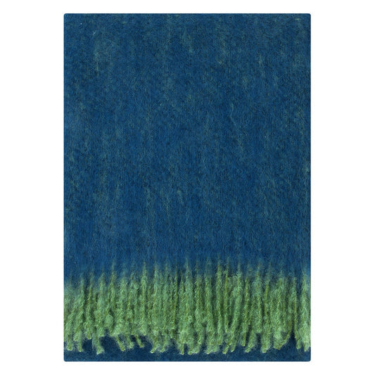 LAPUAN - REVONTULI MOHAIR BLANKET. BLUEBBERY+GREEN