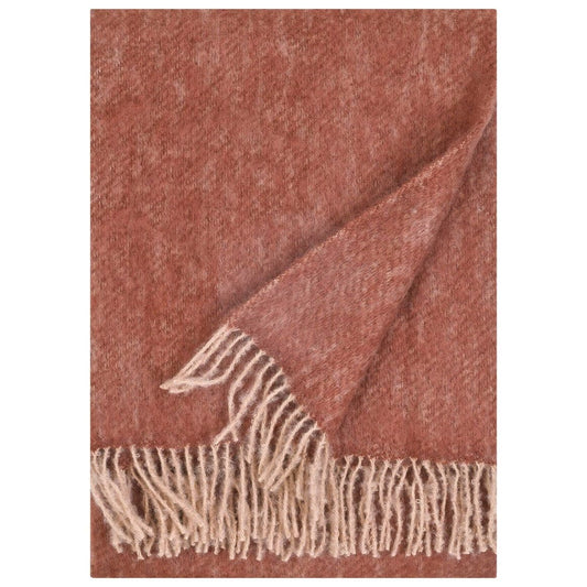 LAPUAN - REVONTULI MOHAIR BLANKET. MAROON+ROSE POWDER