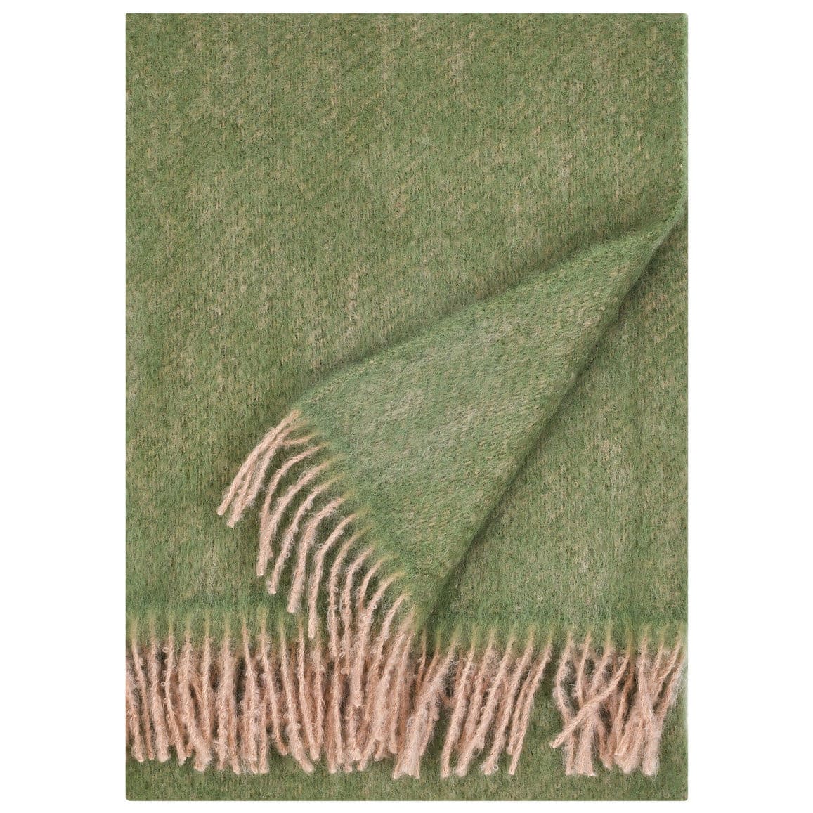 LAPUAN - REVONTULI MOHAIR BLANKET. OLIVE + ROSE POWDER