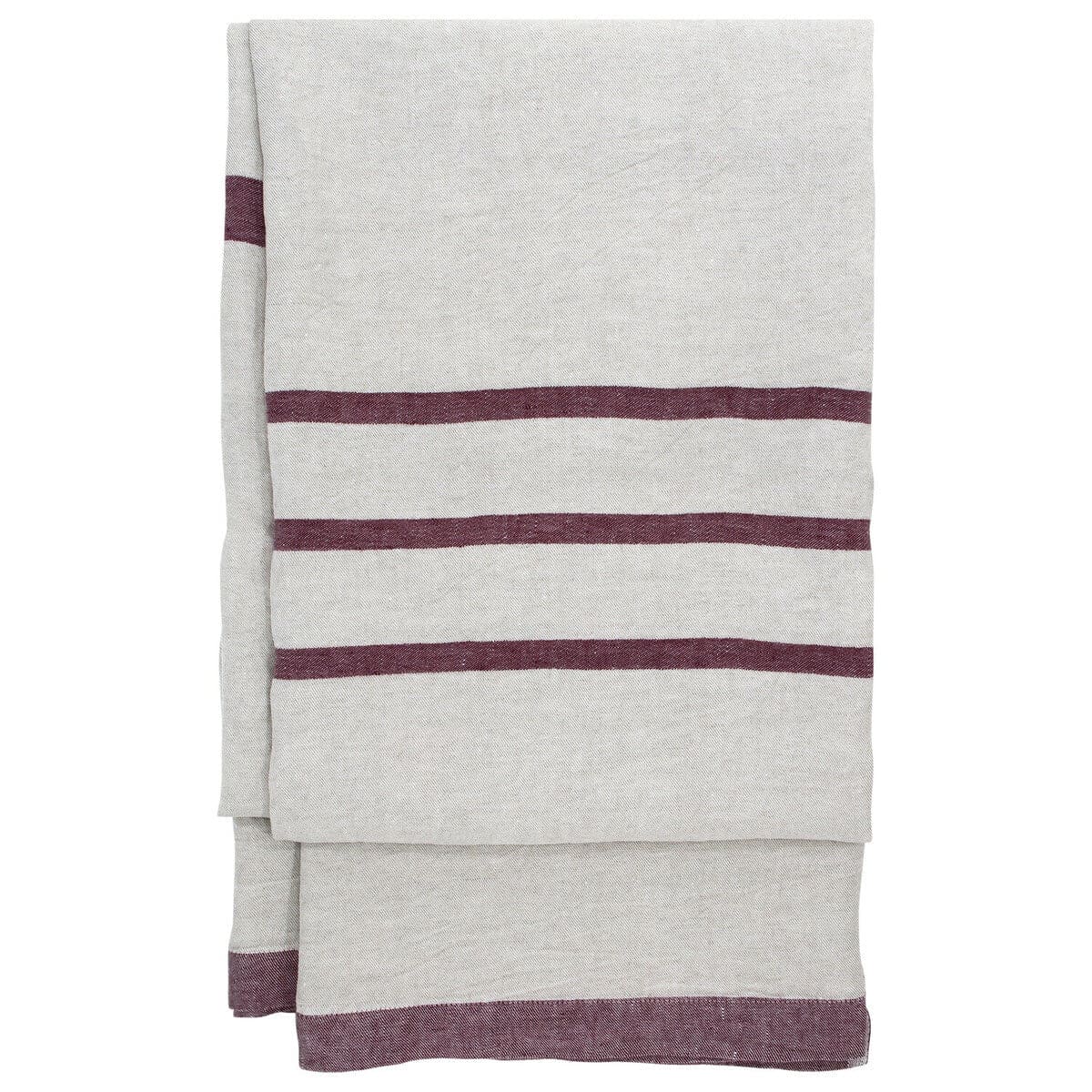 LAPUAN - USVA LINEN TABLECLOTH / BLANKET. NATURAL+BURGUNDY