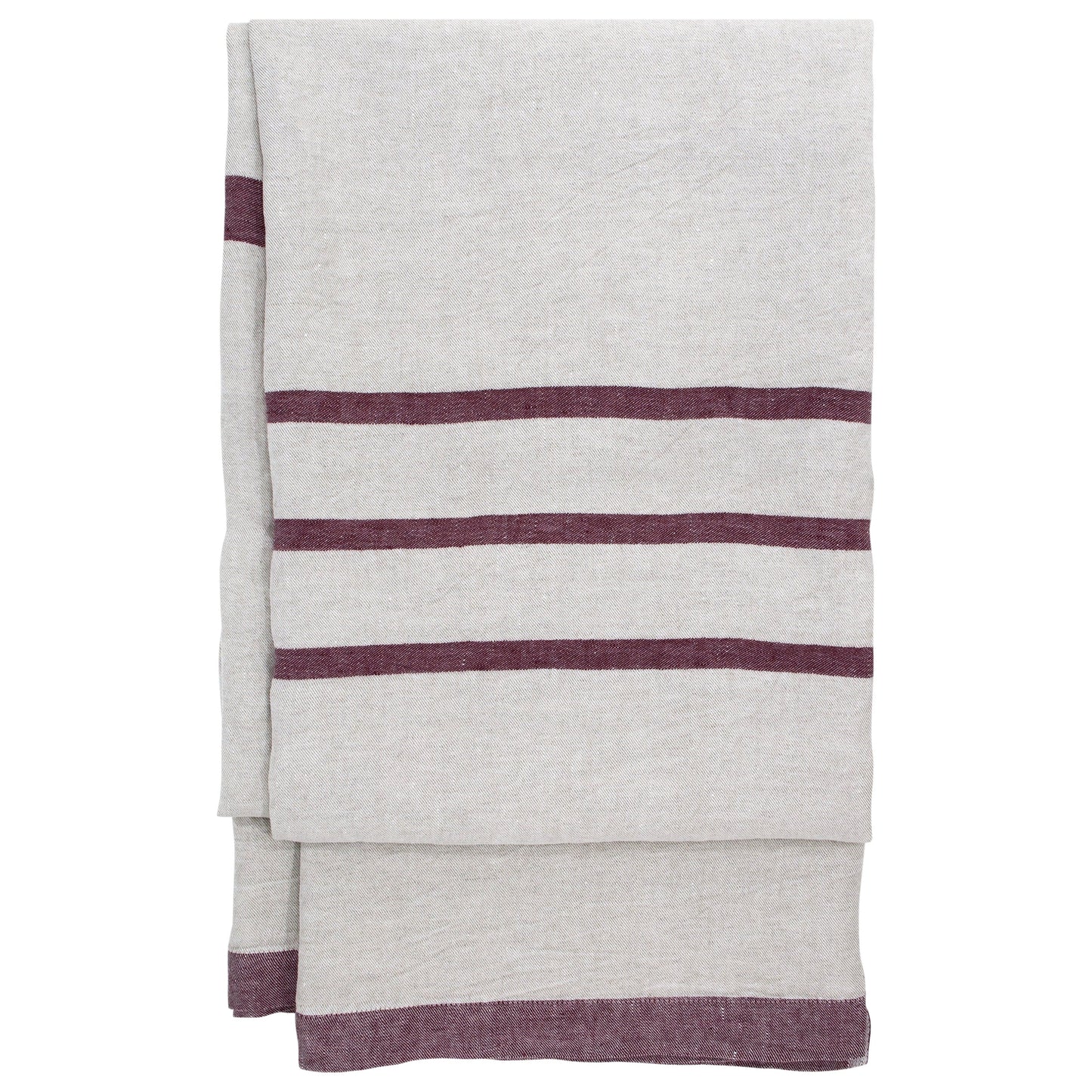 LAPUAN - USVA LINEN TOWEL. NATURAL+BURGUNDY
