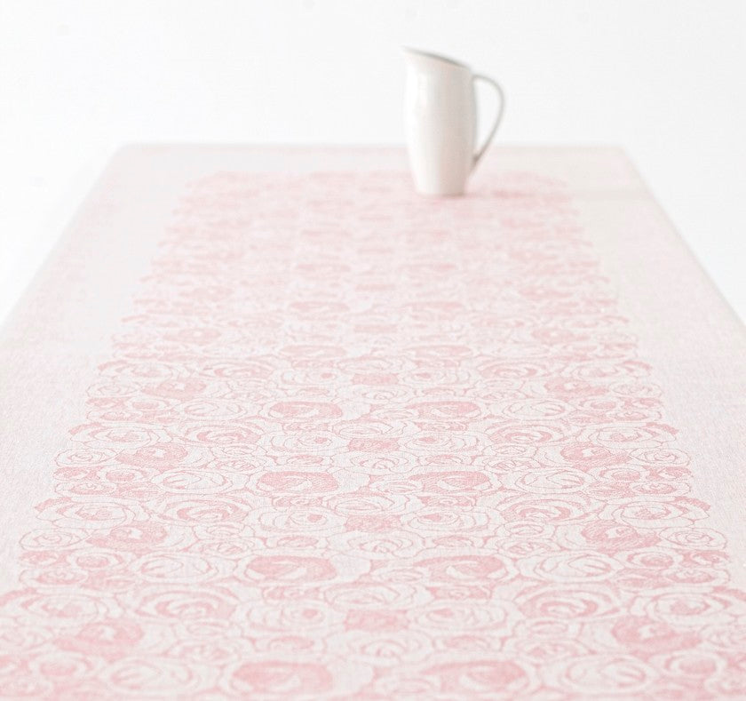 LAPUAN - RUUSUA CALENDERED LINEN TABLECLOTH. ROSE