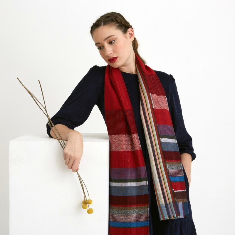 WALLACE+SEWELL - SILK+LAMBSWOOL SCARF - BONDONE - RED