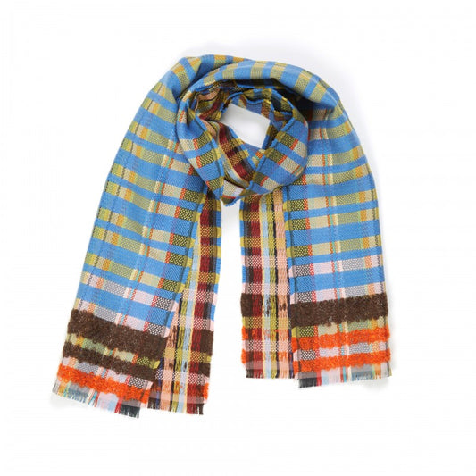 WALLACE+SEWELL - SILK+CASHMERE SCARF - GIOVANNI - BLUE