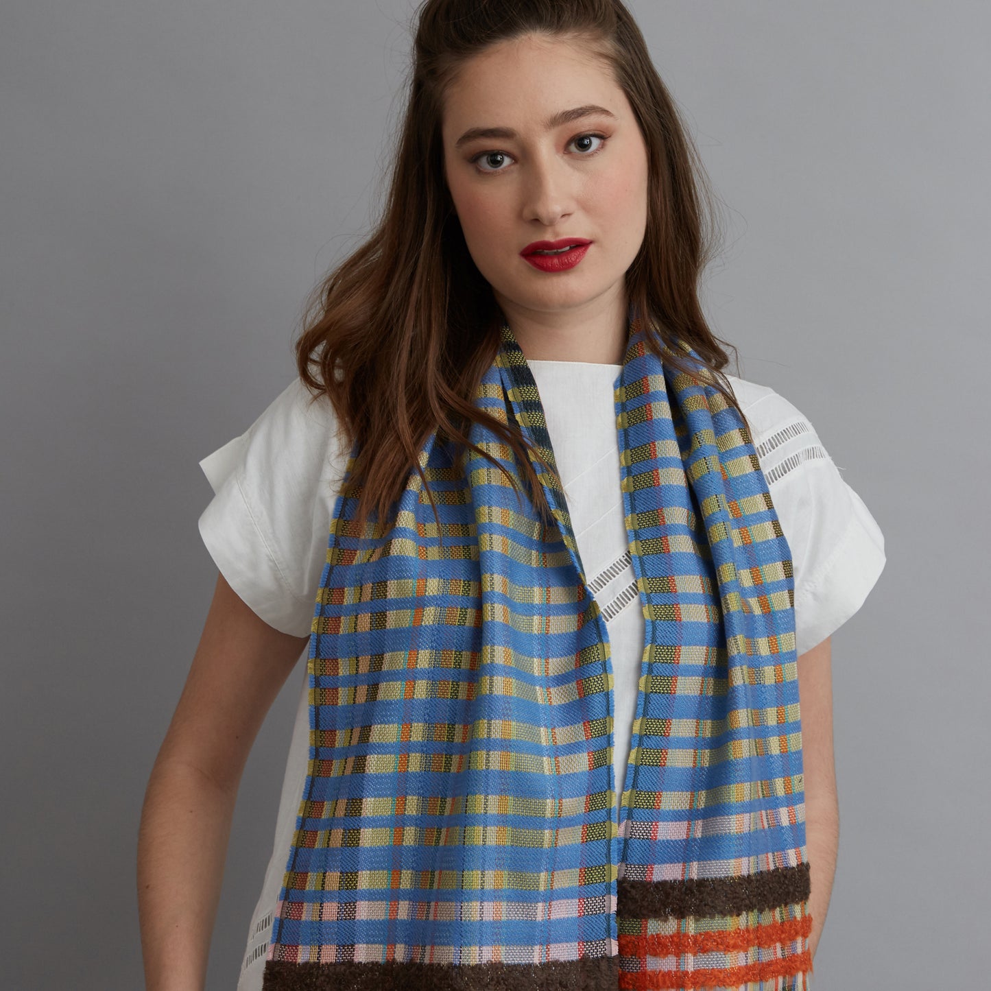 WALLACE+SEWELL - SILK+CASHMERE SCARF - GIOVANNI - BLUE