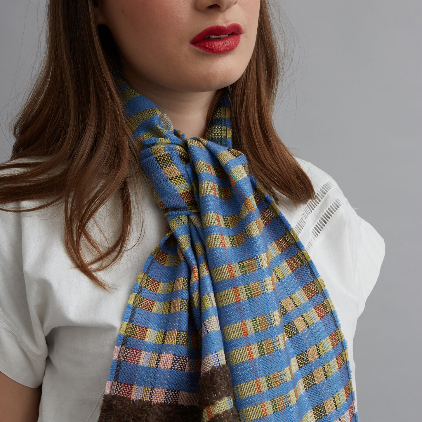 WALLACE+SEWELL - SILK+CASHMERE SCARF - GIOVANNI - BLUE