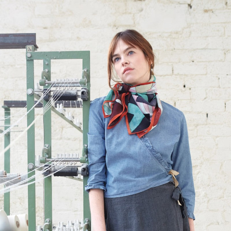 WALLACE+SEWELL - SQUARE SILK SCARF - RIPPLE