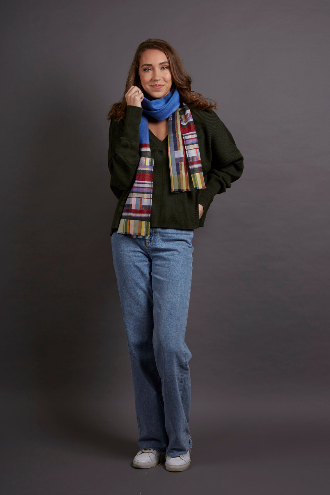 WALLACE+SEWELL - SILK+LAMBSWOOL SCARF - MARCELINE - COBALT