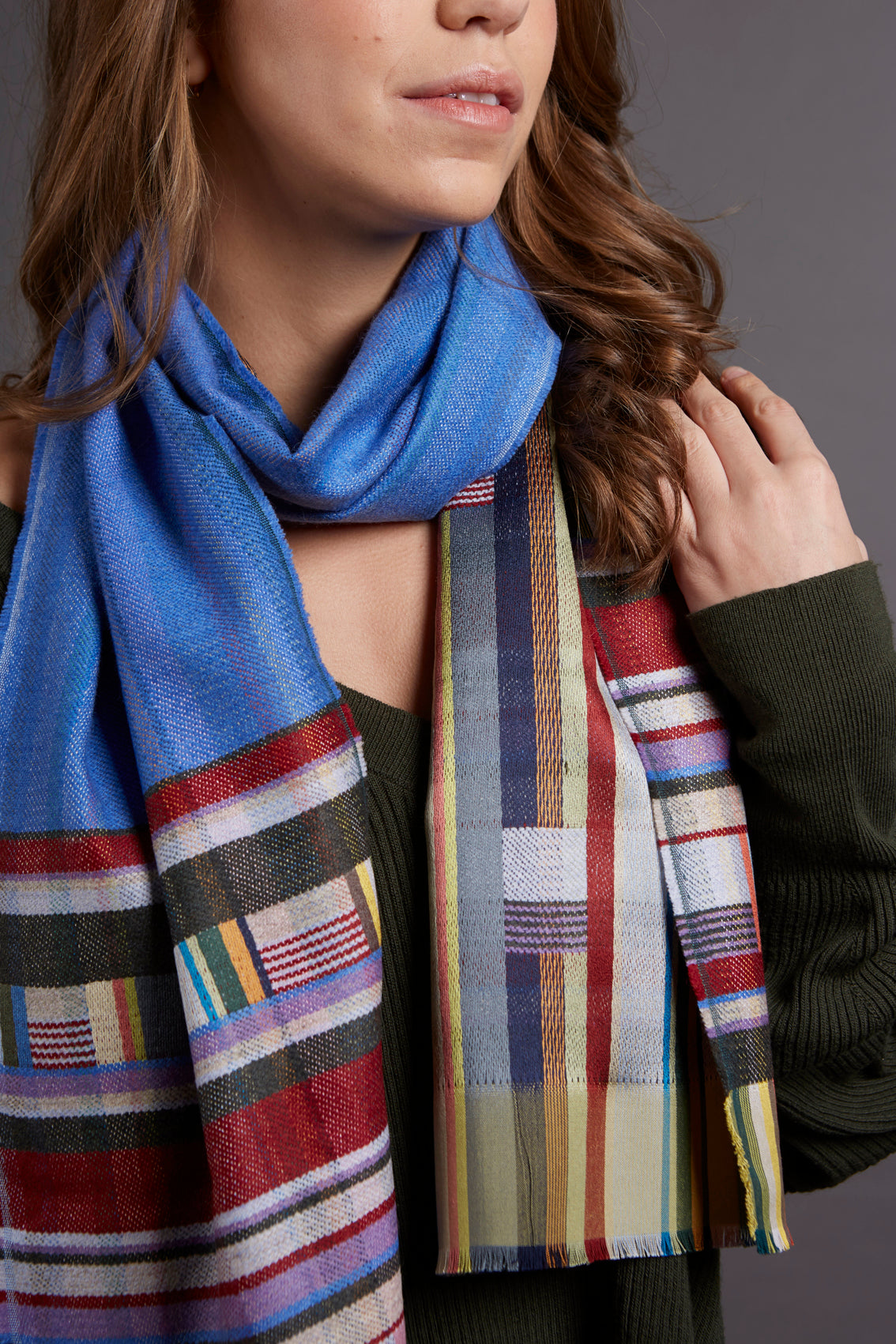 WALLACE+SEWELL - SILK+LAMBSWOOL SCARF - MARCELINE - COBALT