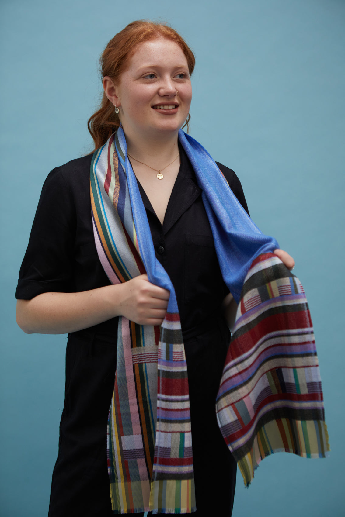 WALLACE+SEWELL - SILK+LAMBSWOOL SCARF - MARCELINE - COBALT