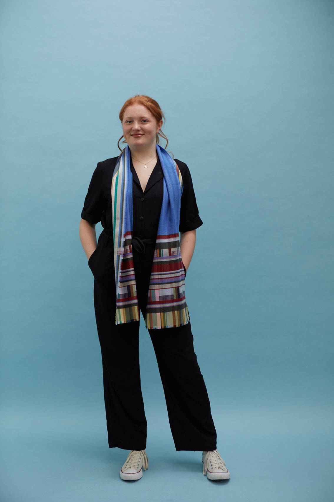 WALLACE+SEWELL - SILK+LAMBSWOOL SCARF - MARCELINE - COBALT