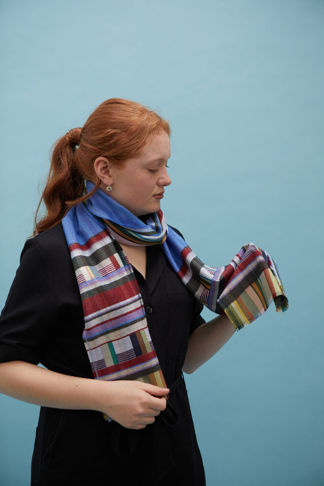 WALLACE+SEWELL - SILK+LAMBSWOOL SCARF - MARCELINE - COBALT