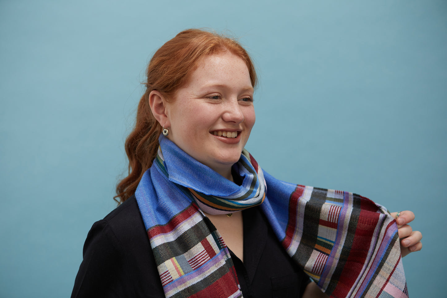 WALLACE+SEWELL - SILK+LAMBSWOOL SCARF - MARCELINE - COBALT