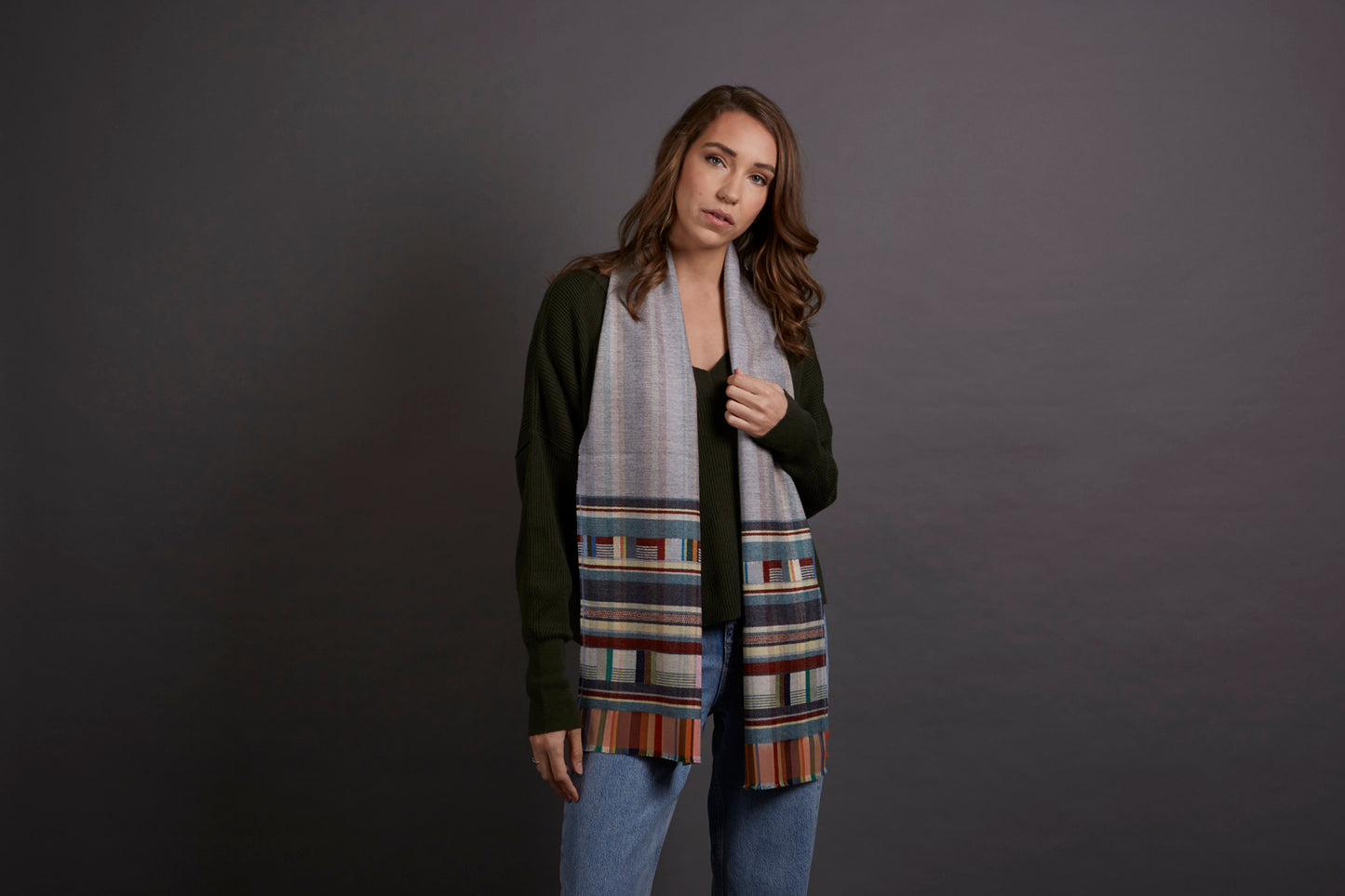 WALLACE+SEWELL - SILK+LAMBSWOOL SCARF - MARCELINE - GREY