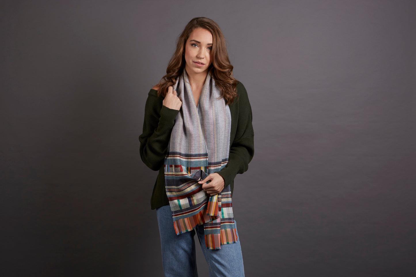 WALLACE+SEWELL - SILK+LAMBSWOOL SCARF - MARCELINE - GREY