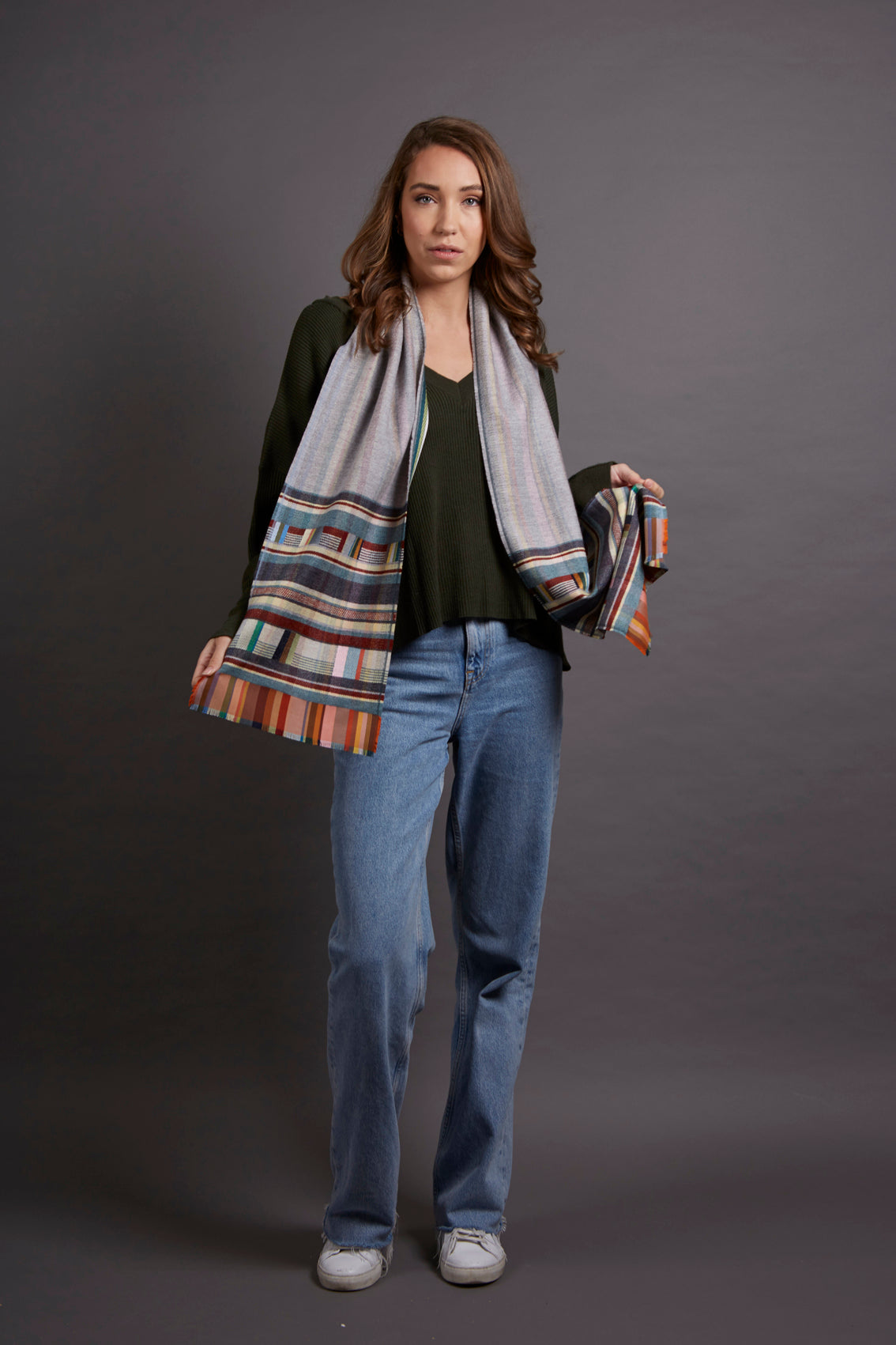 WALLACE+SEWELL - SILK+LAMBSWOOL SCARF - MARCELINE - GREY