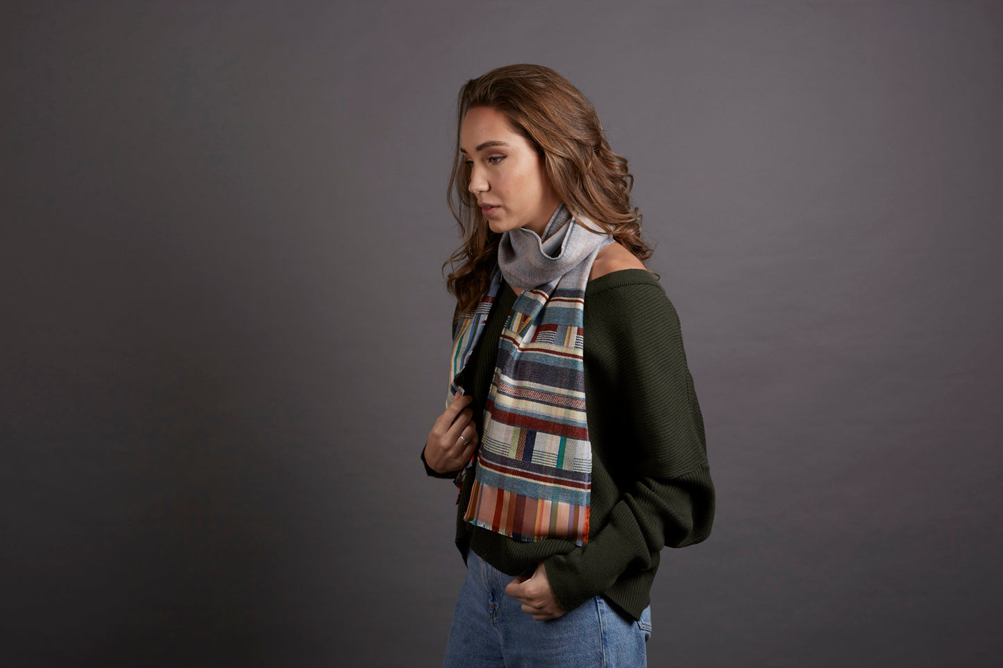 WALLACE+SEWELL - SILK+LAMBSWOOL SCARF - MARCELINE - GREY