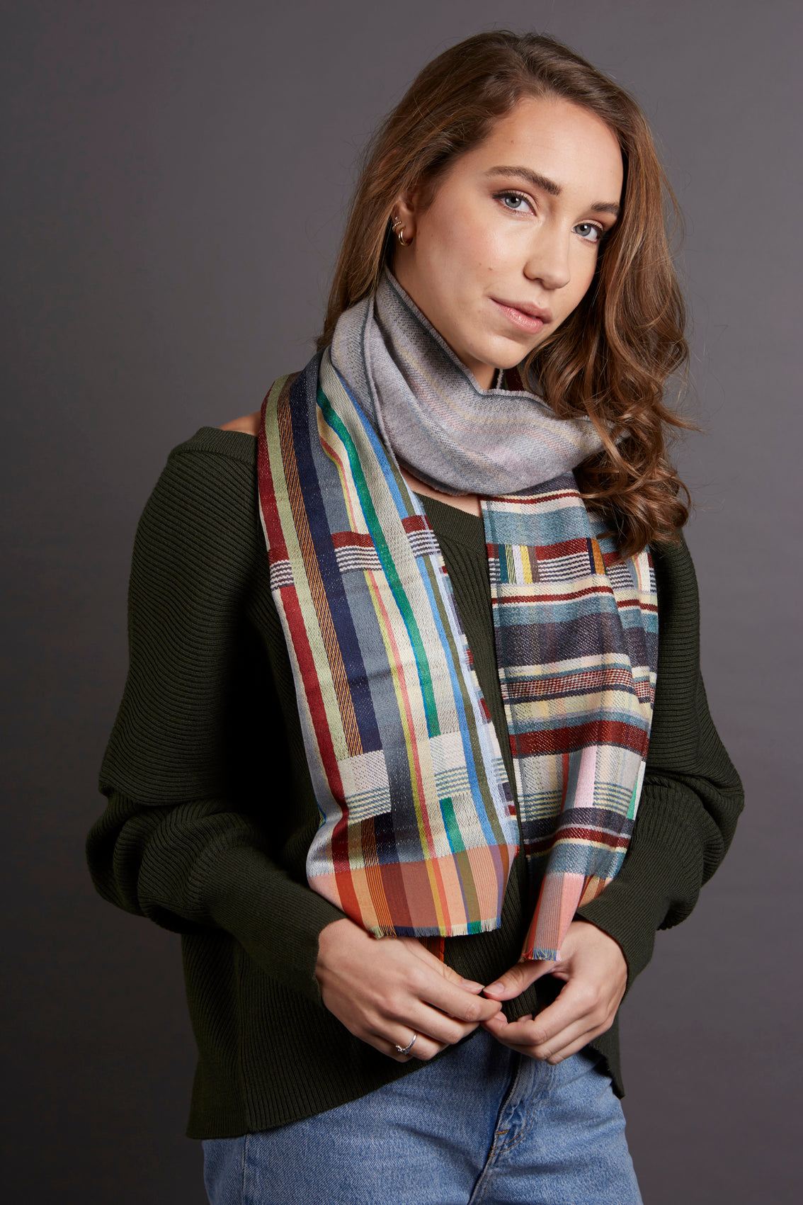 WALLACE+SEWELL - SILK+LAMBSWOOL SCARF - MARCELINE - GREY