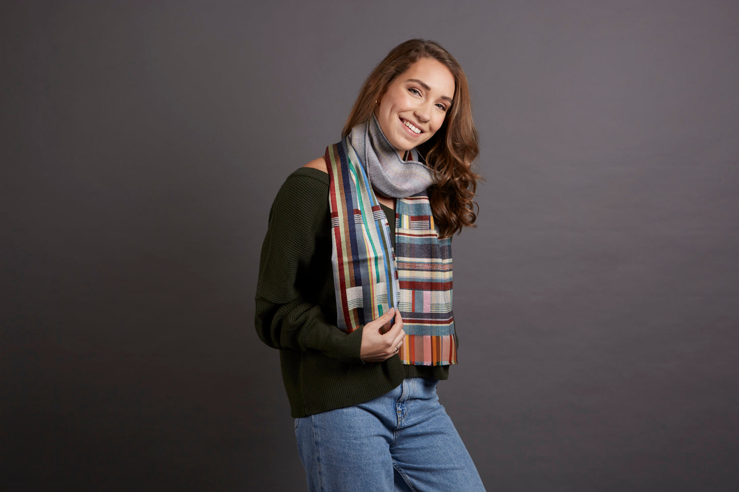 WALLACE+SEWELL - SILK+LAMBSWOOL SCARF - MARCELINE - GREY