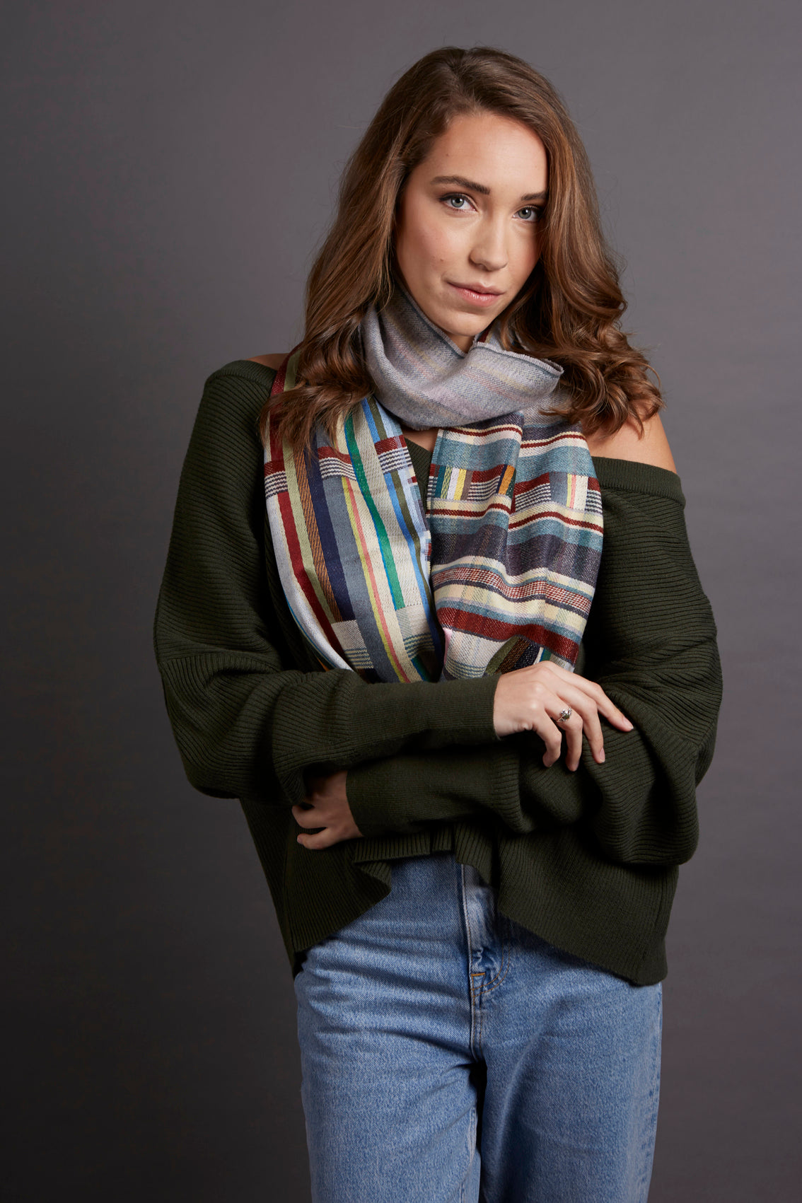 WALLACE+SEWELL - SILK+LAMBSWOOL SCARF - MARCELINE - GREY