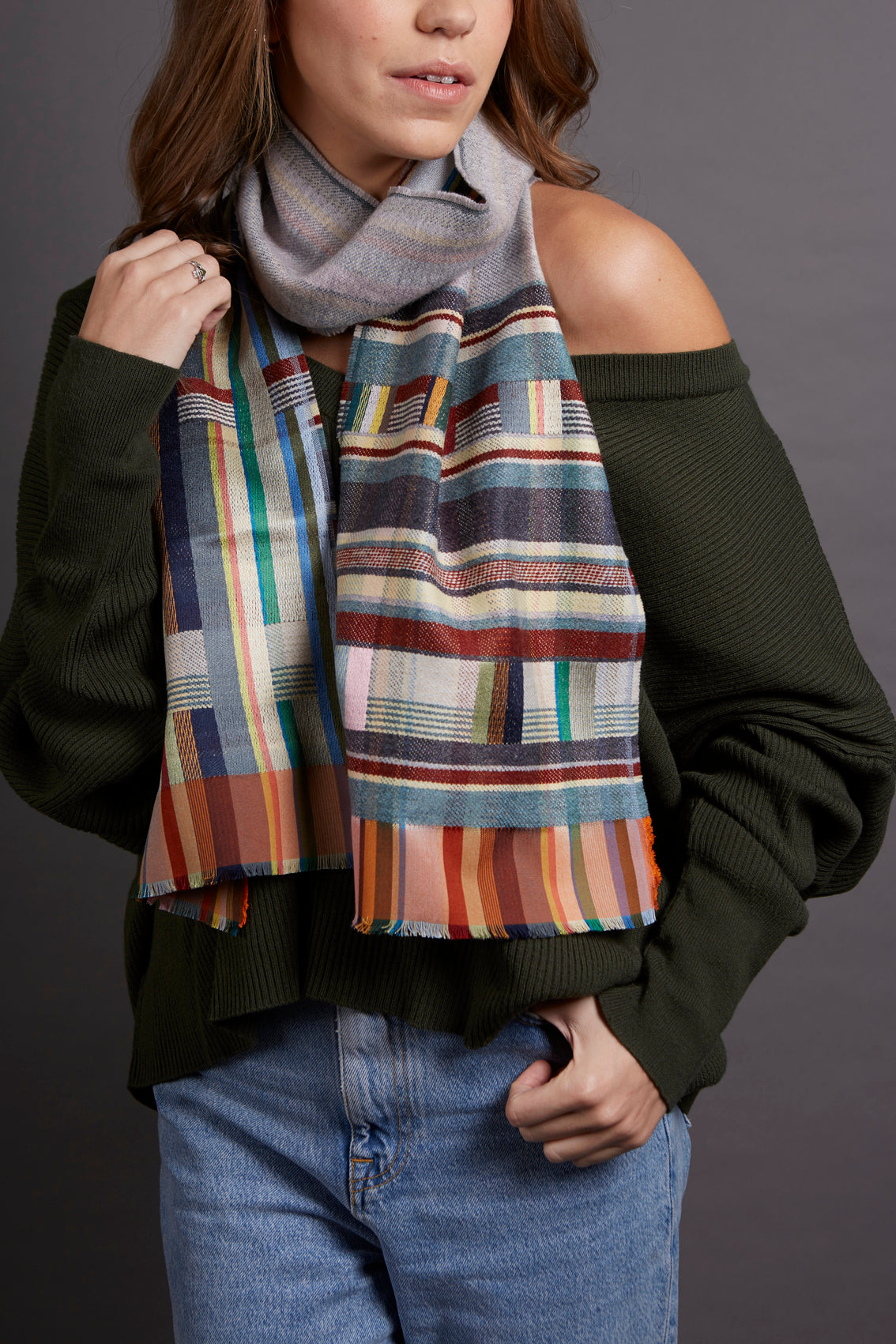 WALLACE+SEWELL - SILK+LAMBSWOOL SCARF - MARCELINE - GREY