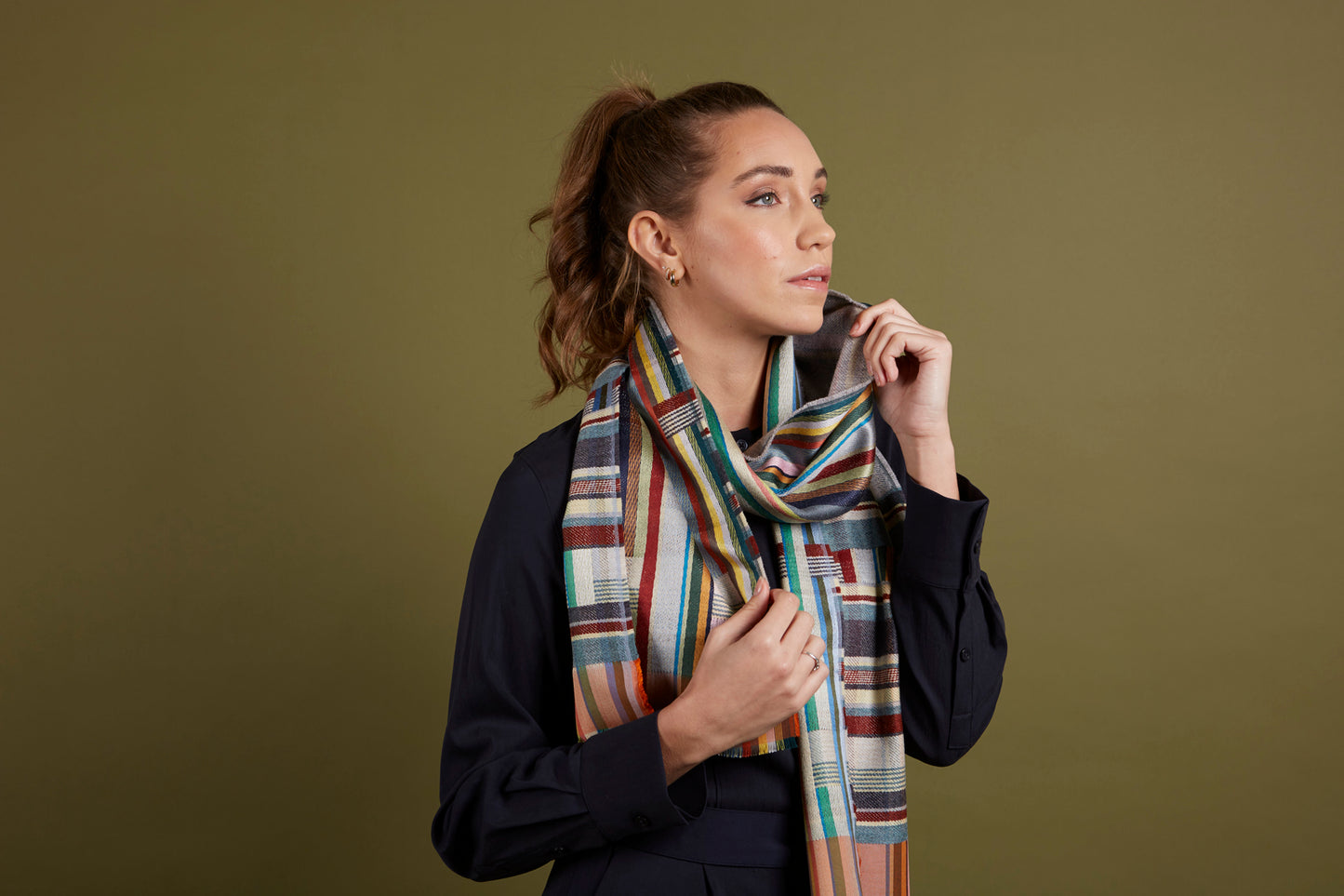 WALLACE+SEWELL - SILK+LAMBSWOOL SCARF - MARCELINE - GREY