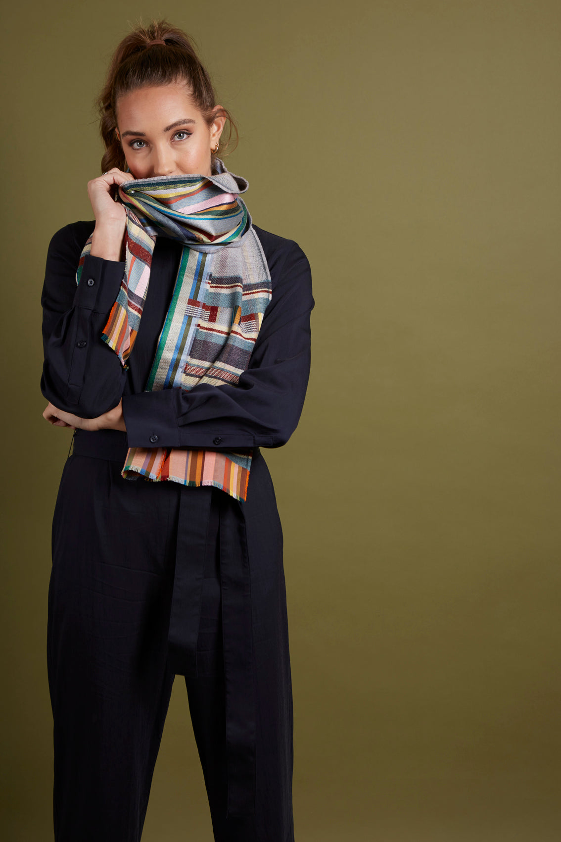 WALLACE+SEWELL - SILK+LAMBSWOOL SCARF - MARCELINE - GREY