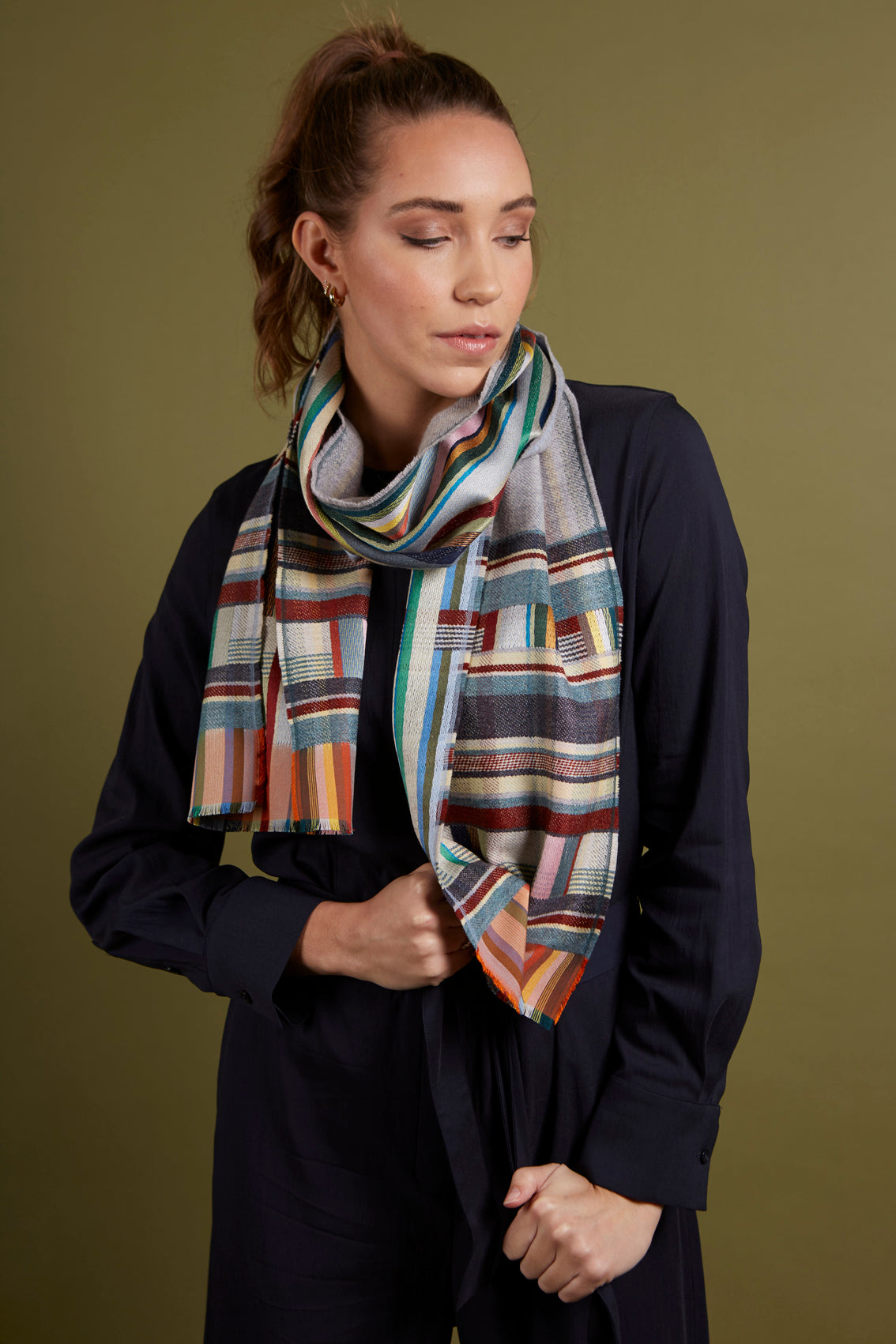 WALLACE+SEWELL - SILK+LAMBSWOOL SCARF - MARCELINE - GREY