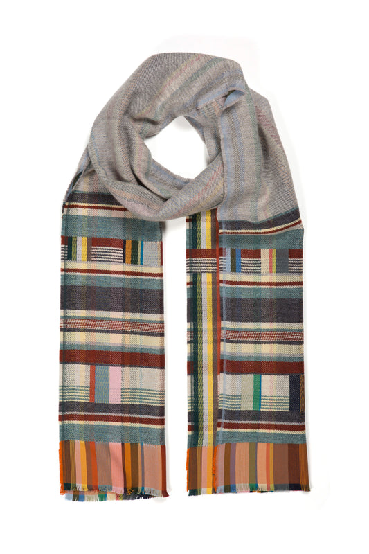 WALLACE+SEWELL - SILK+LAMBSWOOL SCARF - MARCELINE - GREY