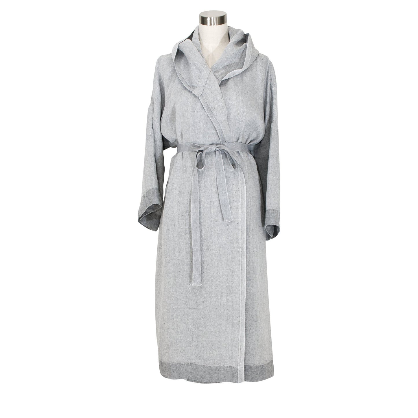 LAPUAN - KASTE PRESHRUNK LINEN BATHROBE WITH HOOD. GREY