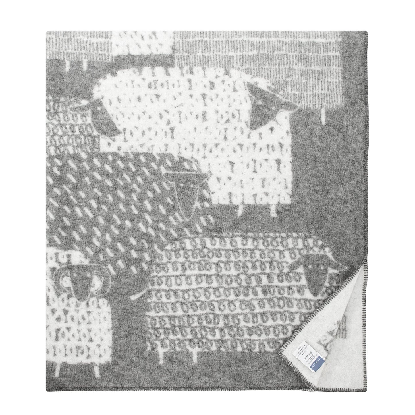 LAPUAN - PAKAPAAT LAMBS GRAPHIC WOOL BLANKET. GREY