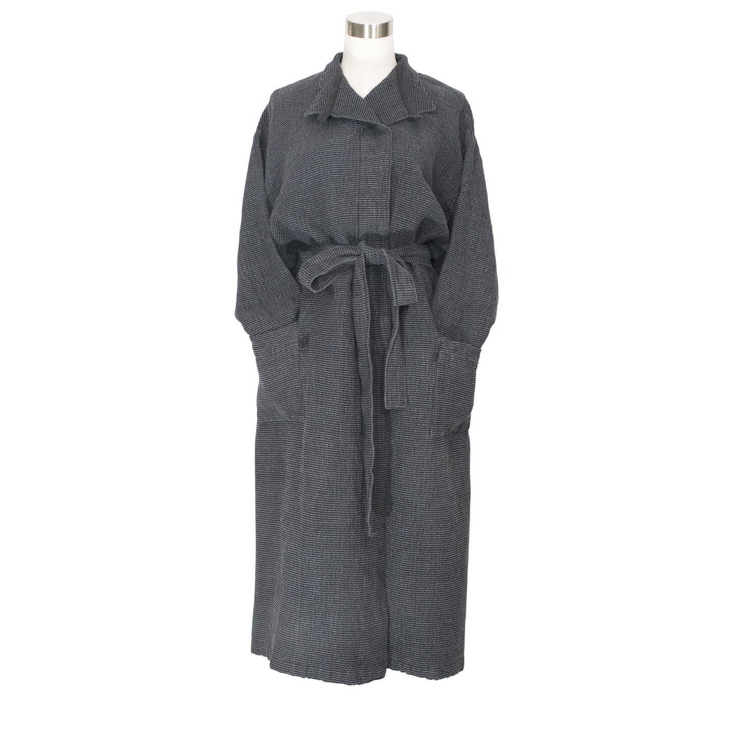 LAPUAN - TERVA WAFFLE BATHROBE. BLACK+GRAPHITE