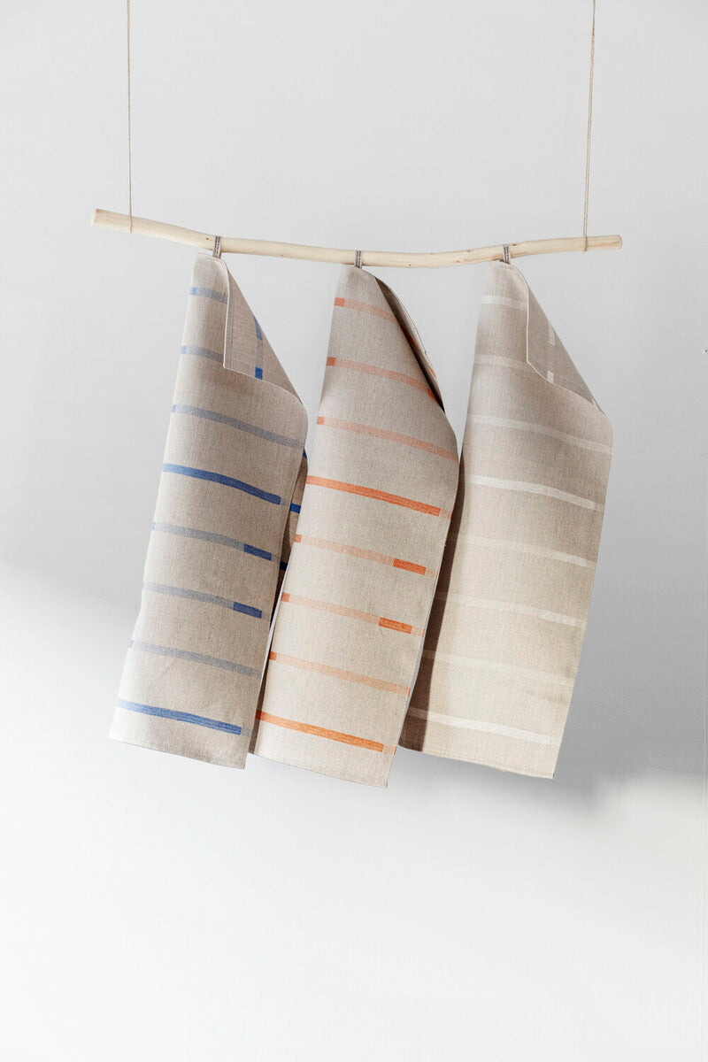 LAPUAN - LINNEA LINEN HAND TOWEL. NATURAL+ORANGE
