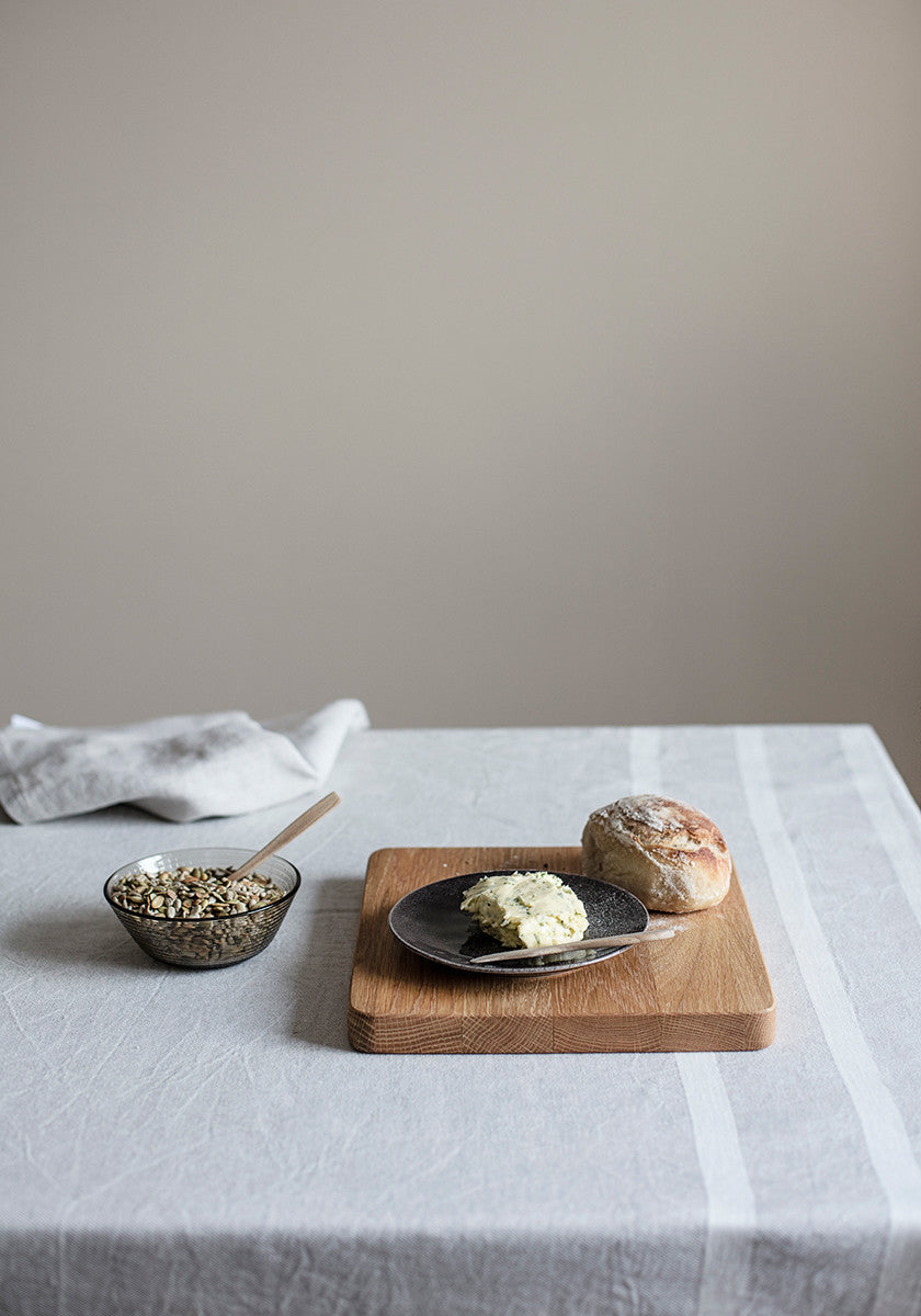 LAPUAN - USVA LINEN TABLECLOTH / BLANKET. NATURAL+BURGUNDY