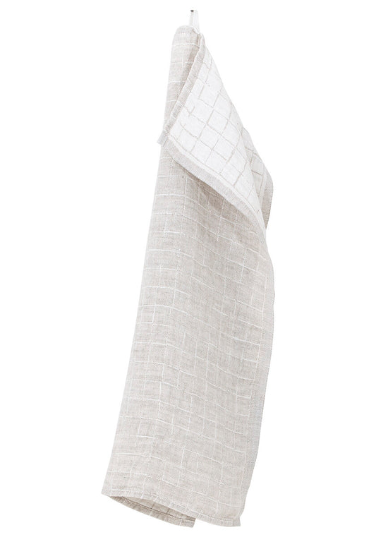 LAPUAN - LASTU LINEN HAND TOWEL. NATURAL+WHITE