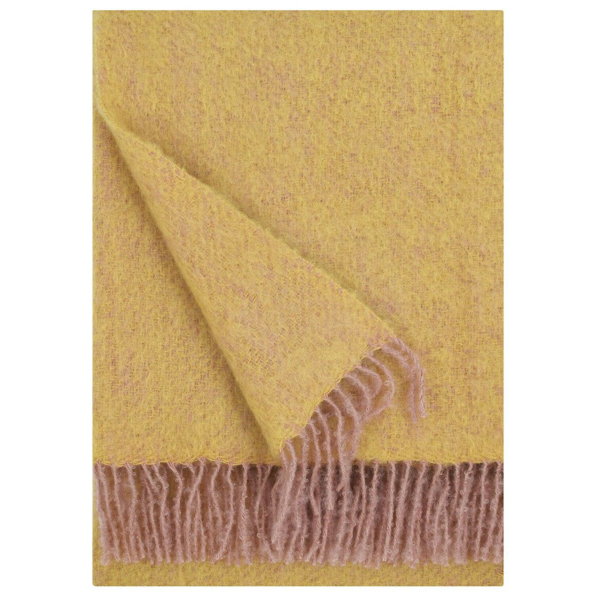 LAPUAN - REVONTULI MOHAIR BLANKET. OCHRE+ROSE POWDER