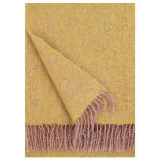 LAPUAN - REVONTULI MOHAIR BLANKET. OCHRE+ROSE POWDER