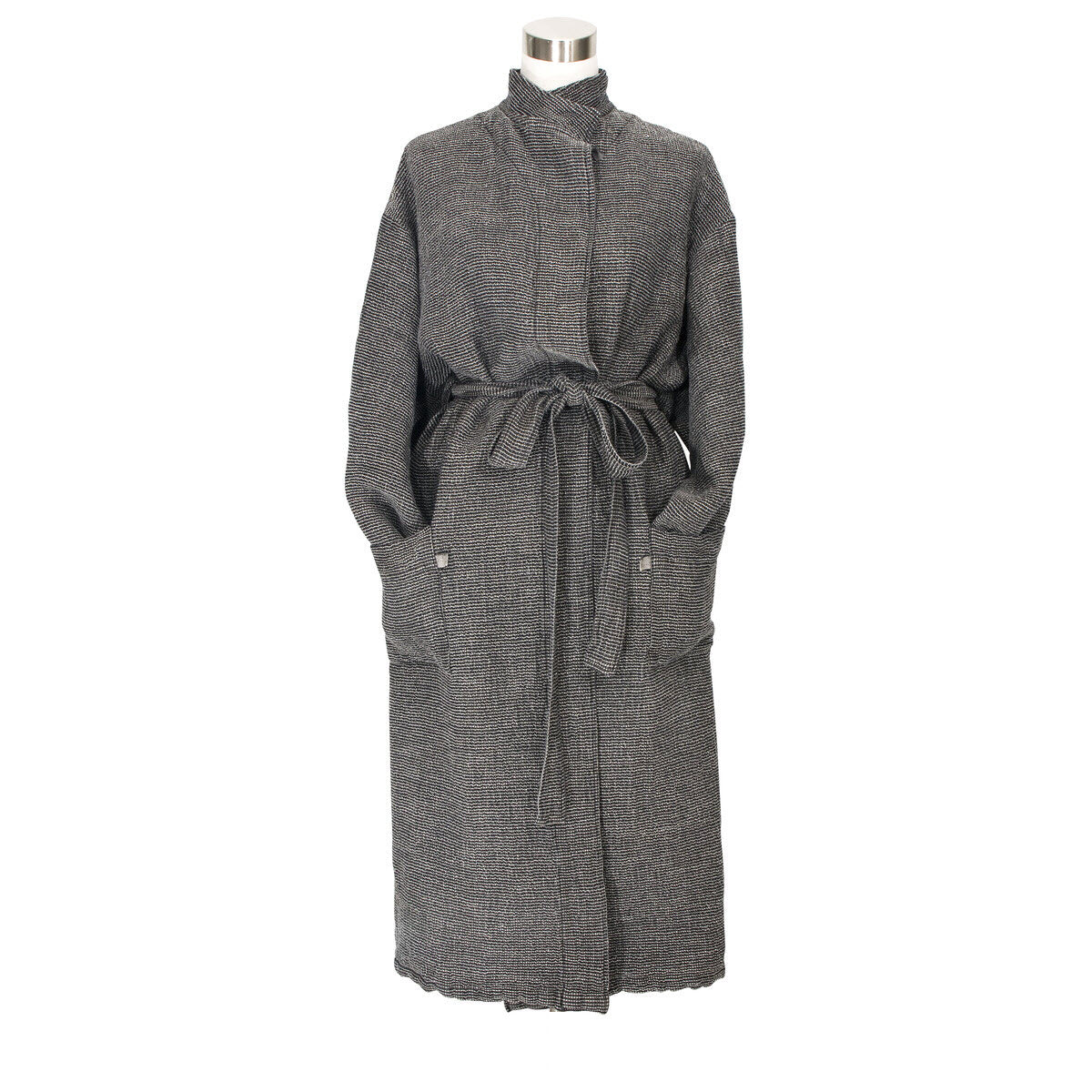 LAPUAN - TERVA WAFFLE BATHROBE. NATURAL+BLACK