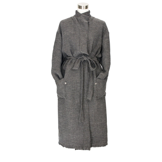 LAPUAN - TERVA WAFFLE BATHROBE. NATURAL+BLACK
