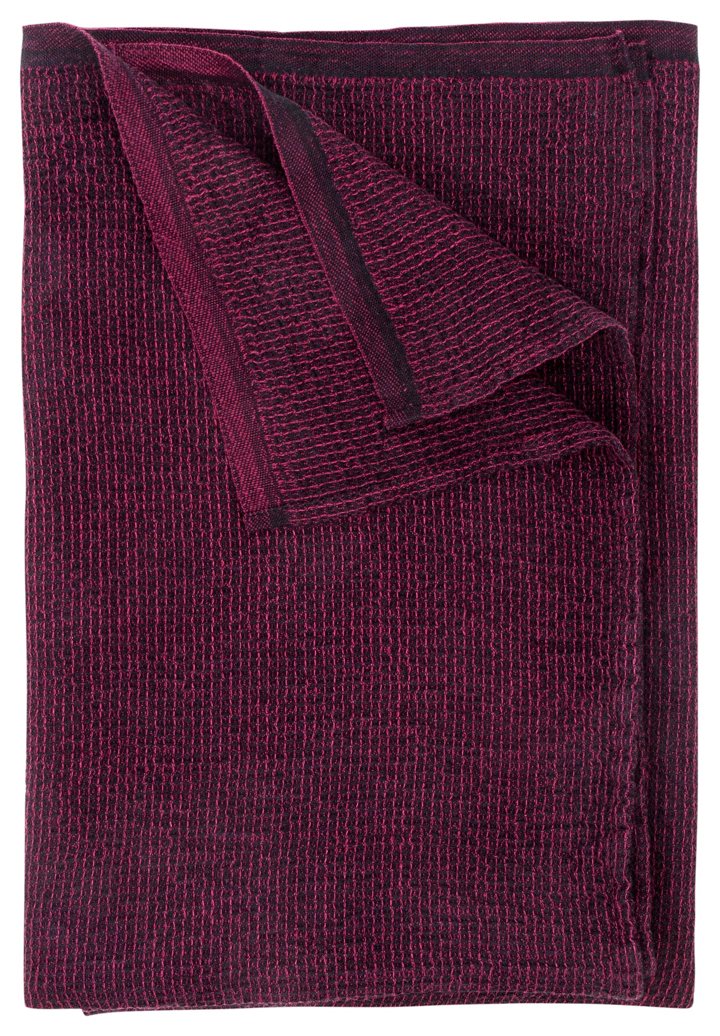 LAPUAN - TERVA WAFFLE TOWEL. BLACK+BURGUNDY