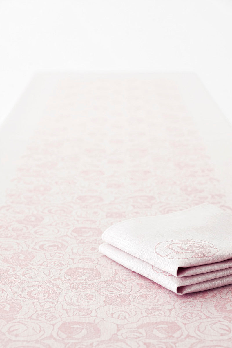 LAPUAN - RUUSUA CALENDERED LINEN TABLECLOTH. ROSE