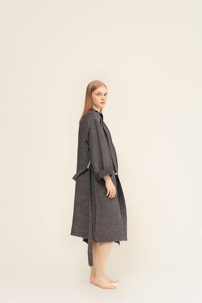 LAPUAN - PEIGNOIR TERVA WAFFLE. NATUREL+NOIR